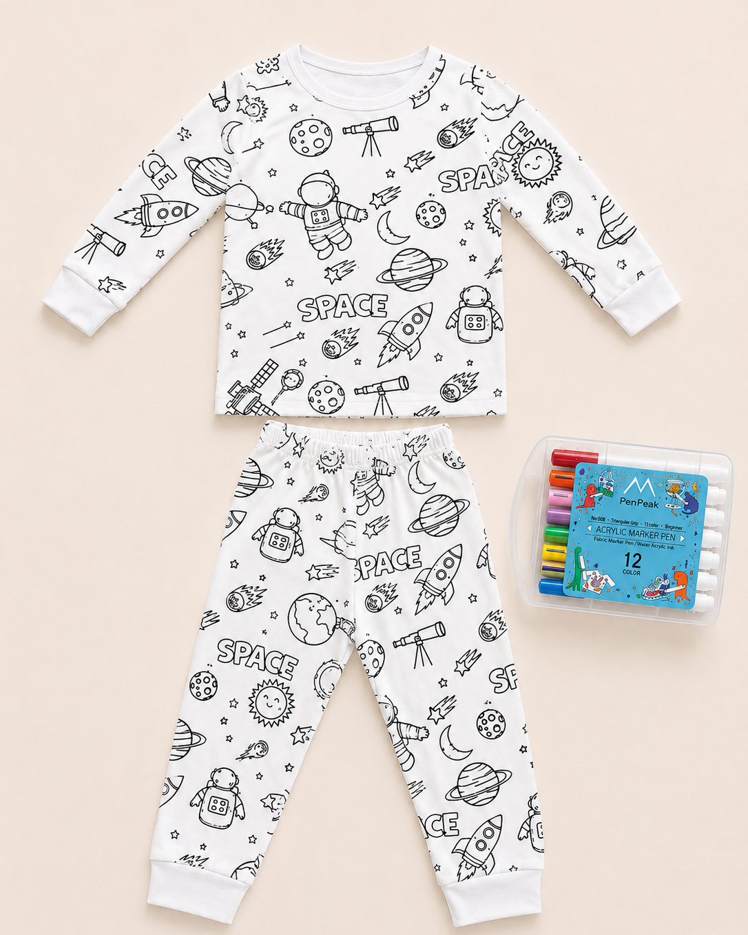 Space Dreams Colour-In Long Sleeve Pyjama Set