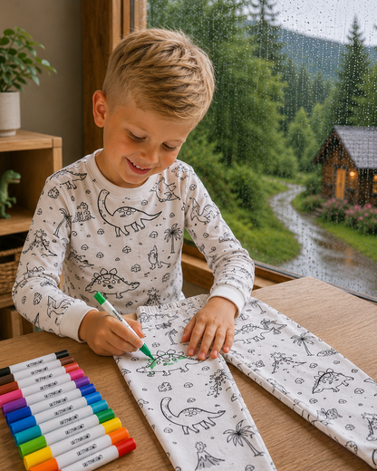 Dino Adventures Colour-In Long Sleeve Pyjama Set