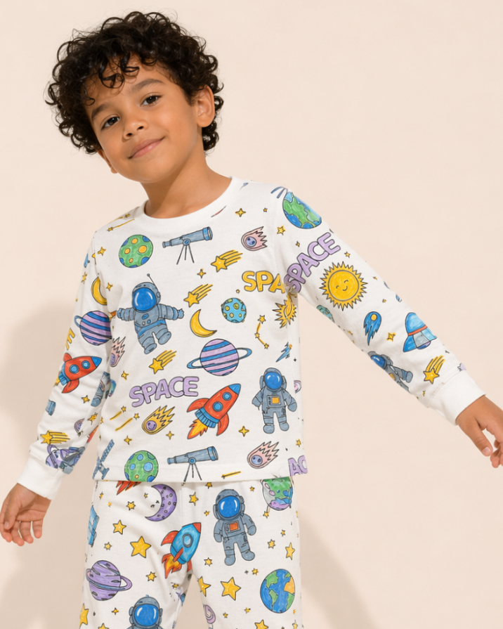 Space Dreams Colour-In Long Sleeve Pyjama Set