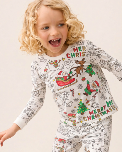 Merry Christmas Colour-In Long Sleeve Pyjama Set
