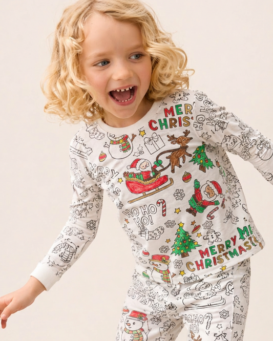 Merry Christmas Colour-In Long Sleeve Pyjama Set