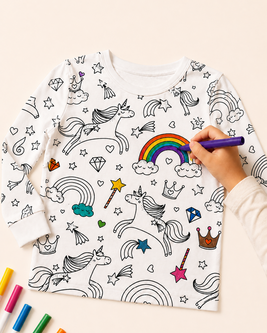 Unicorn Magic Colour-In Long Sleeve Pyjama Set