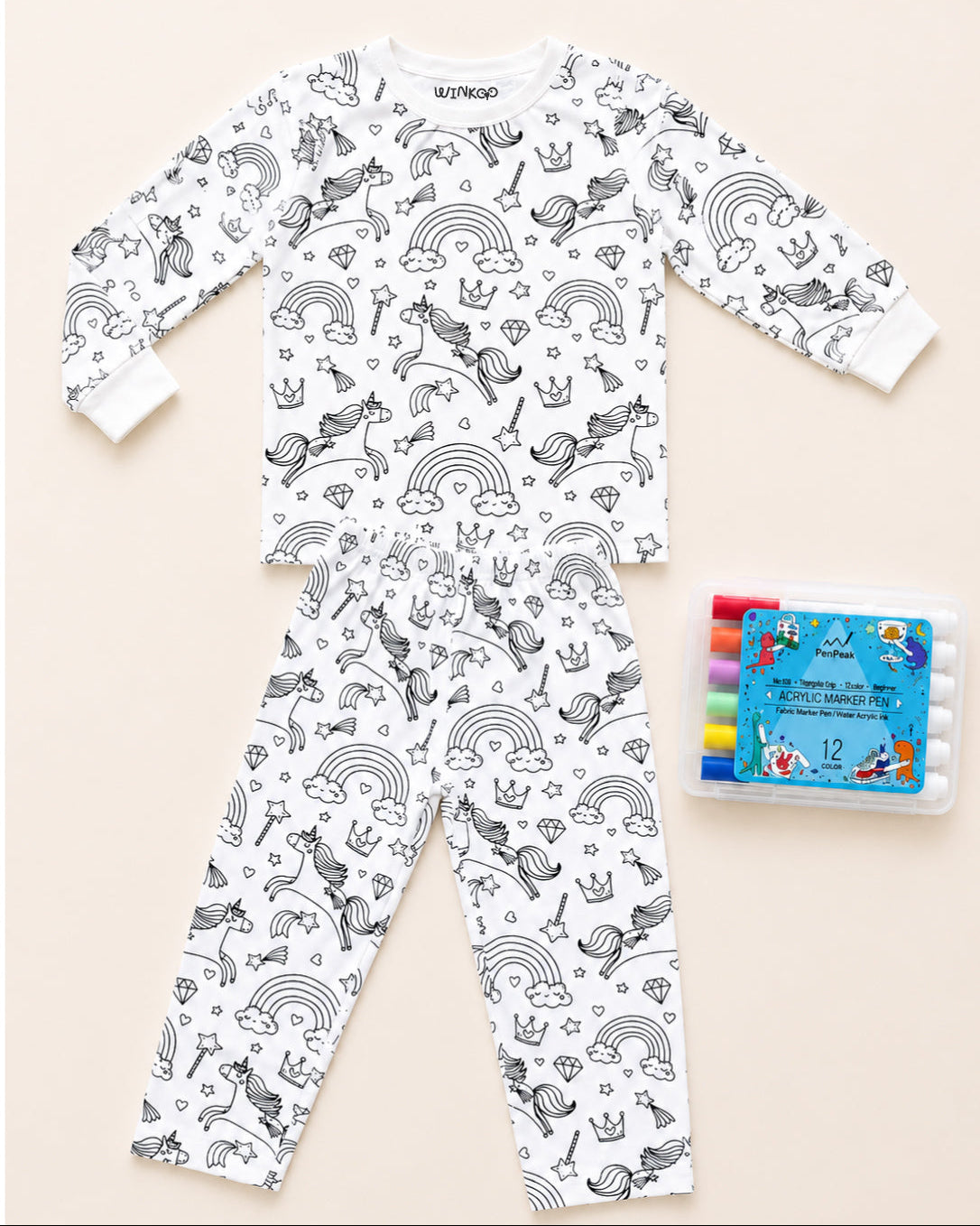 Unicorn Magic Colour-In Long Sleeve Pyjama Set