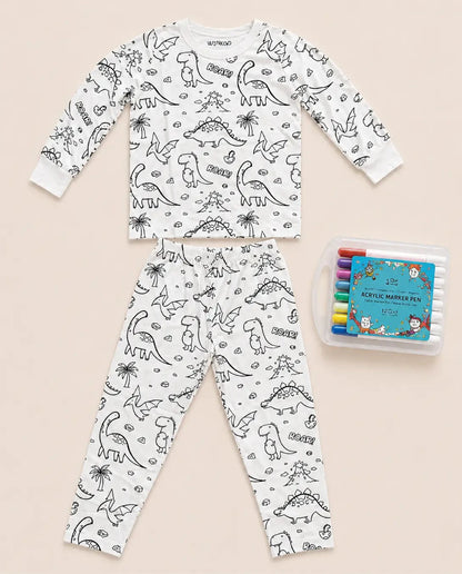 Dino Adventures Colour-In Long Sleeve Pyjama Set
