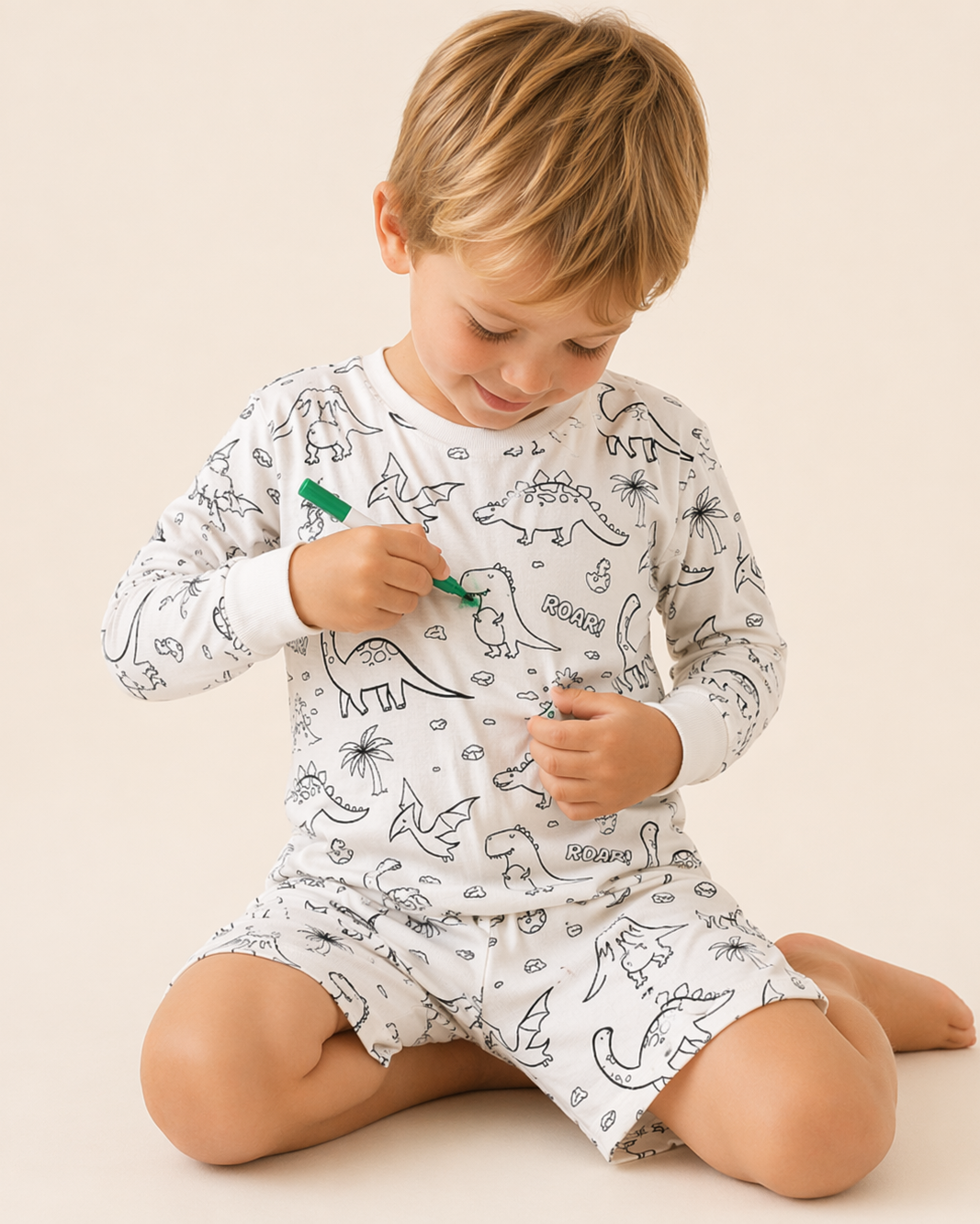 Dino Adventures Colour-In Short Sleeve Pyjama Set