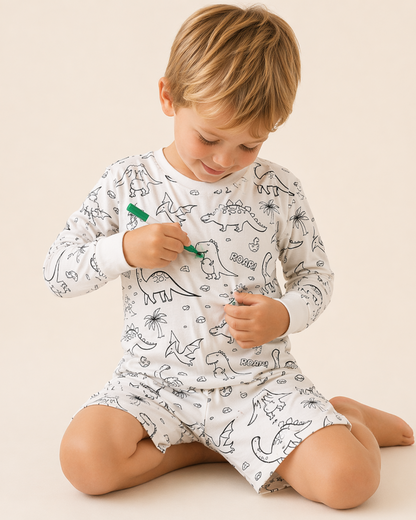 Dino Adventures Colour-In Short Sleeve Pyjama Set