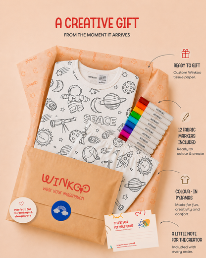 Space Dreams Colour-In Long Sleeve Pyjama Set
