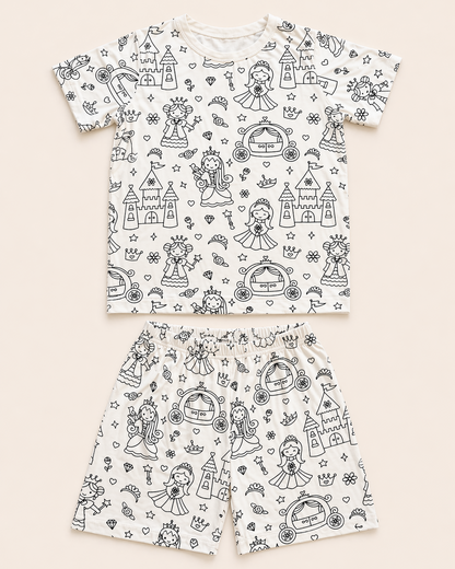 Princess Night Colour-In Short Sleeve Pyjama Set