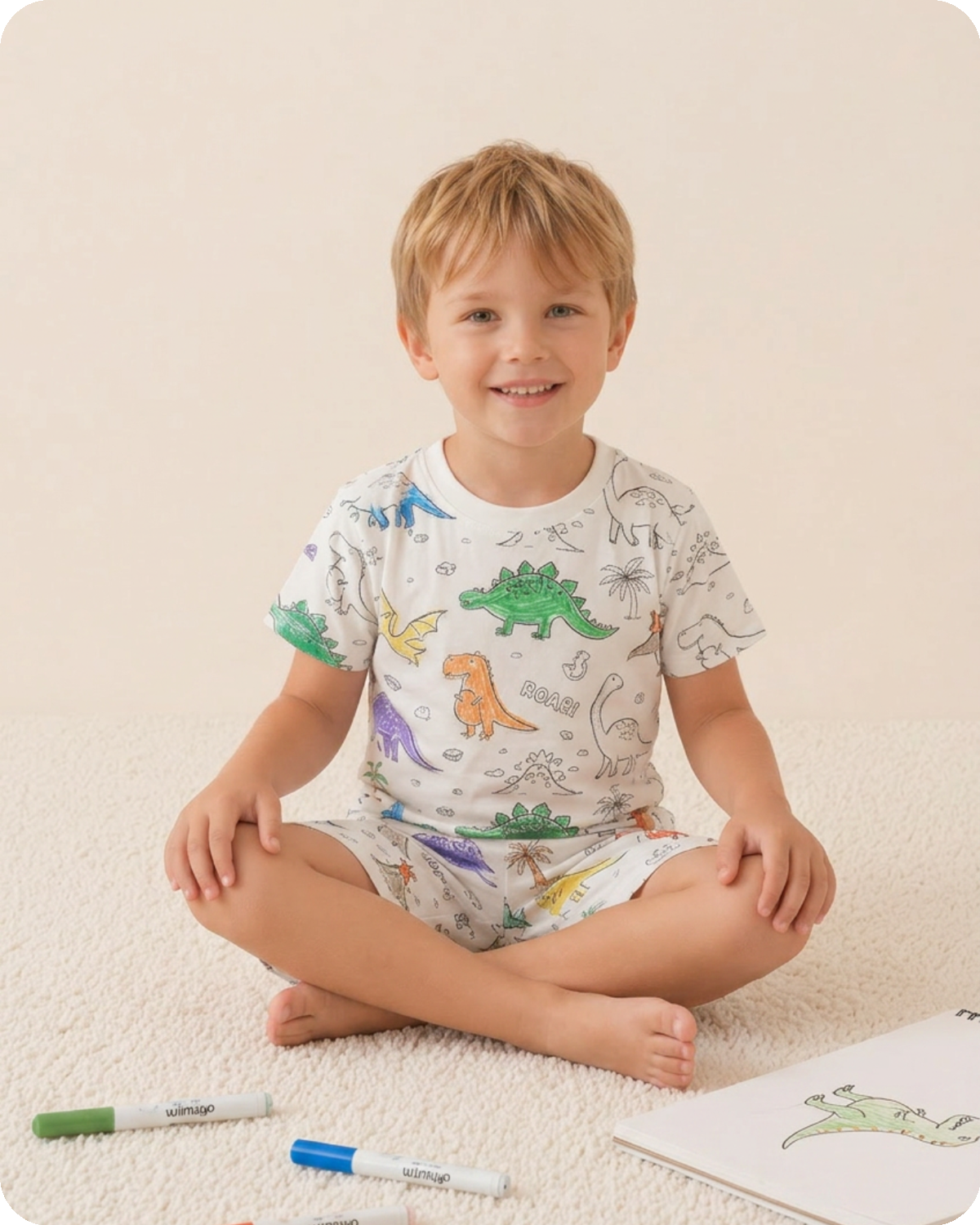 Dino Adventures Colour-In Short Sleeve Pyjama Set
