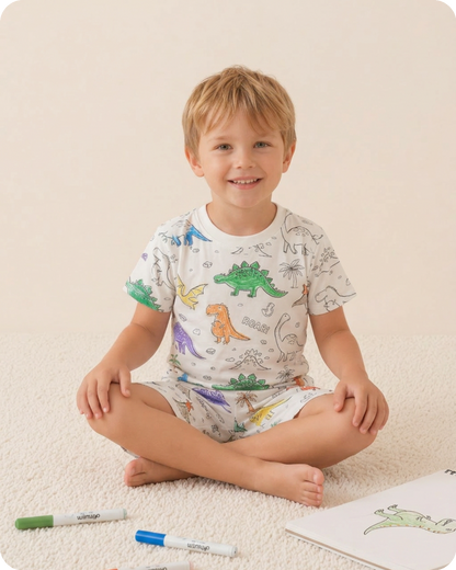 Dino Adventures Colour-In Short Sleeve Pyjama Set