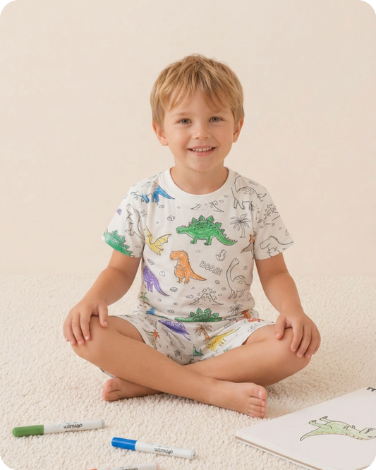 Dino Adventures Colour-In Short Sleeve Pyjama Set