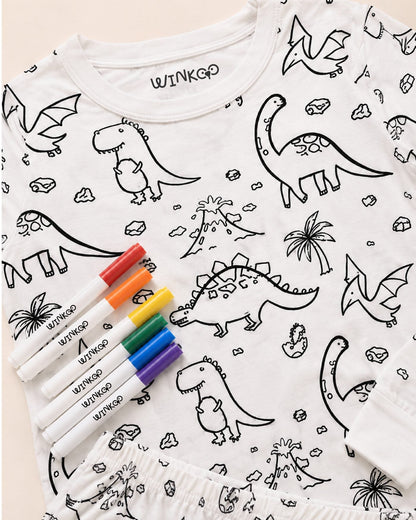 Dino Adventures Colour-In Long Sleeve Pyjama Set