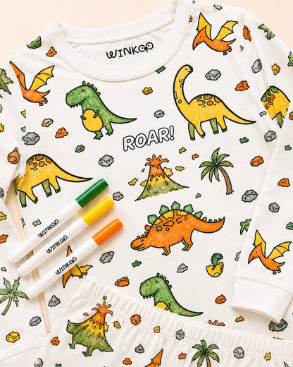 Dino Adventures Colour-In Long Sleeve Pyjama Set